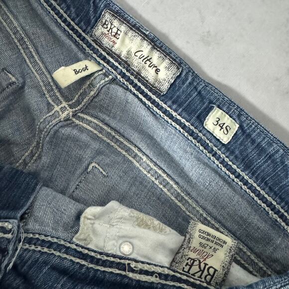 BKE Bootcut Jeans Blue Distressed Denim Faded Wash Stretch Culture - Size: 34S - Picture 4 of 10